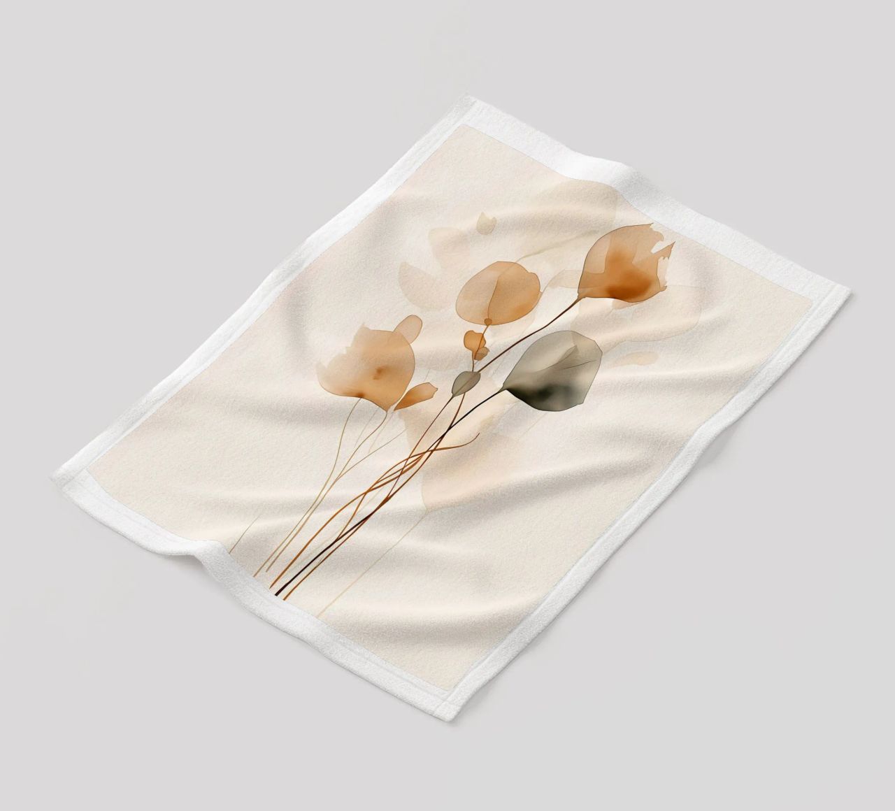 leaves minimalist-design botanical-art abstract-shapes fleece blanket by Ashish Kashyap