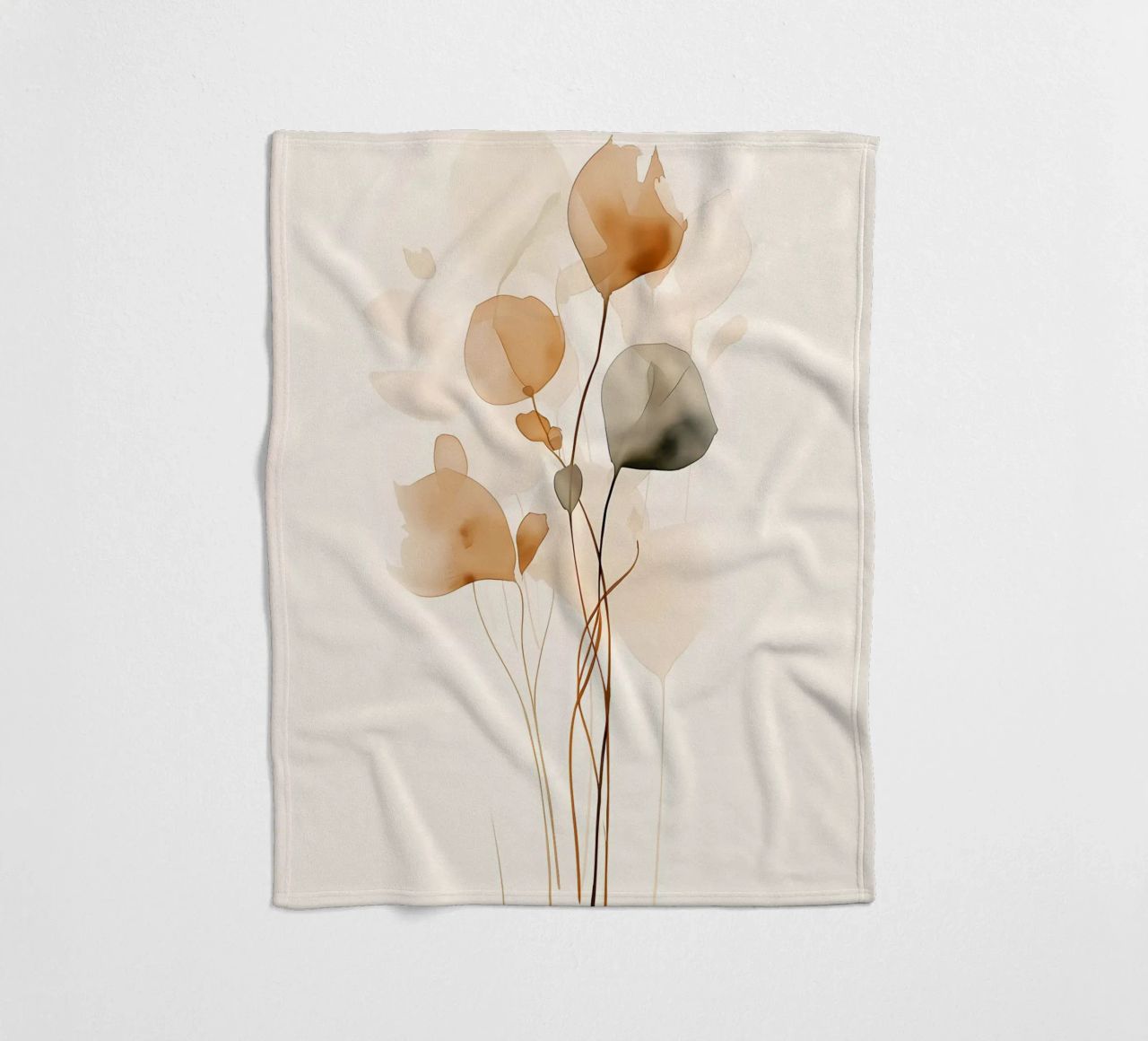 leaves minimalist-design botanical-art abstract-shapes fleece blanket by Ashish Kashyap