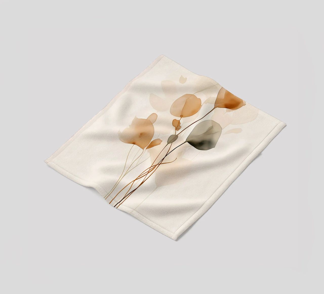 leaves minimalist-design botanical-art abstract-shapes fleece blanket by Ashish Kashyap