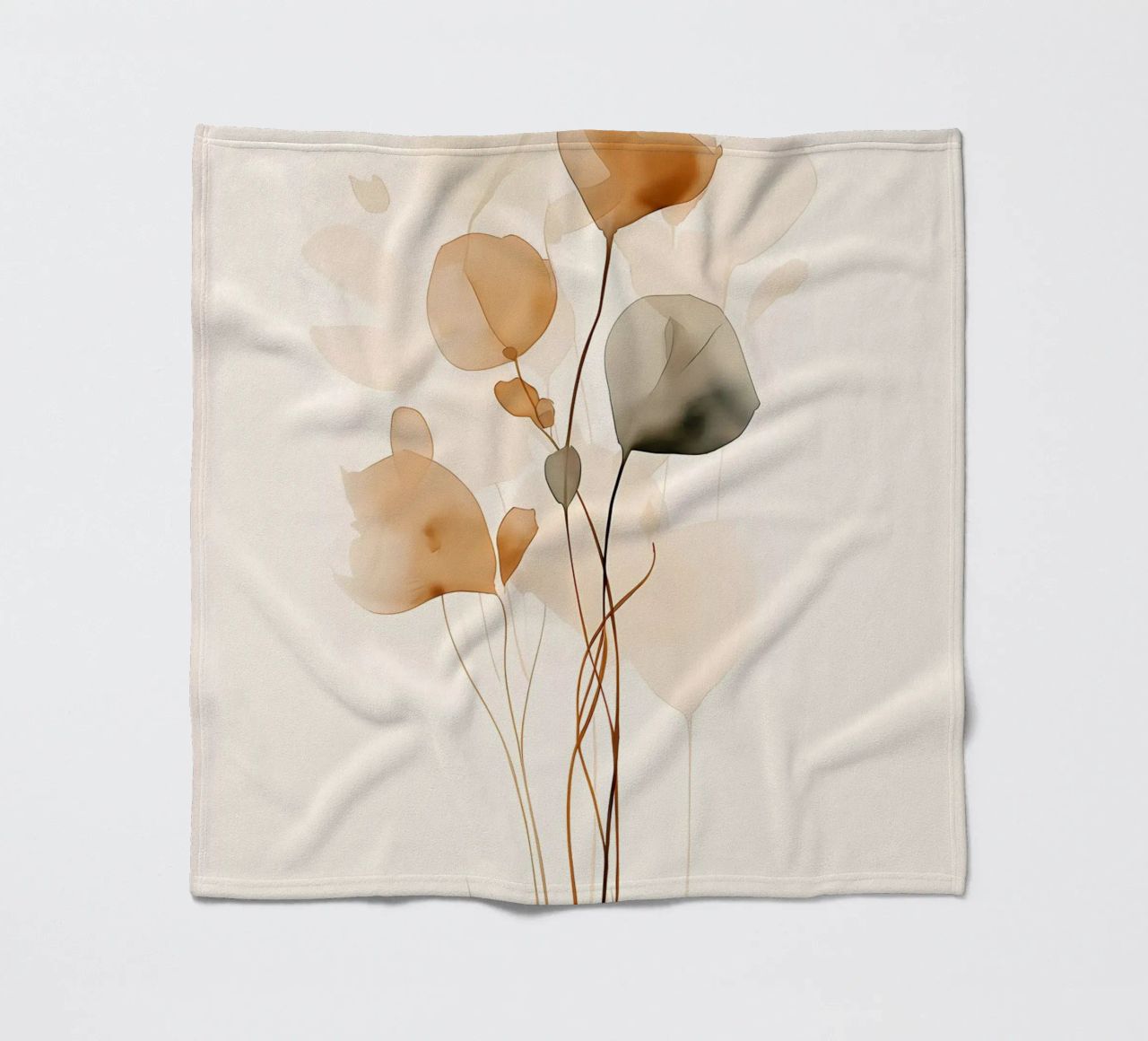 leaves minimalist-design botanical-art abstract-shapes fleece blanket by Ashish Kashyap