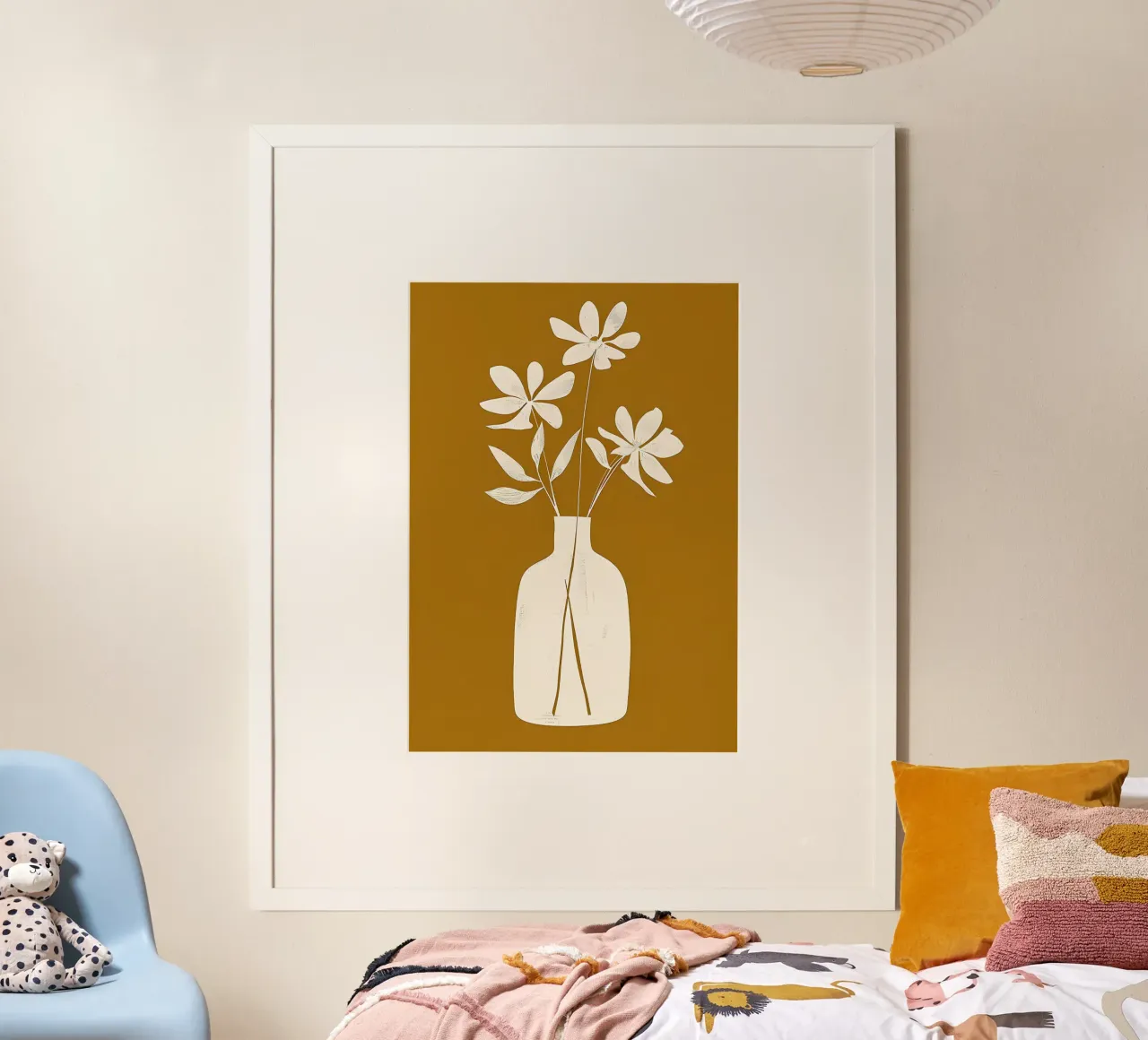 vaso fiori foglie steli botanico naturale poster con telaio in alluminio da Ashish Kashyap