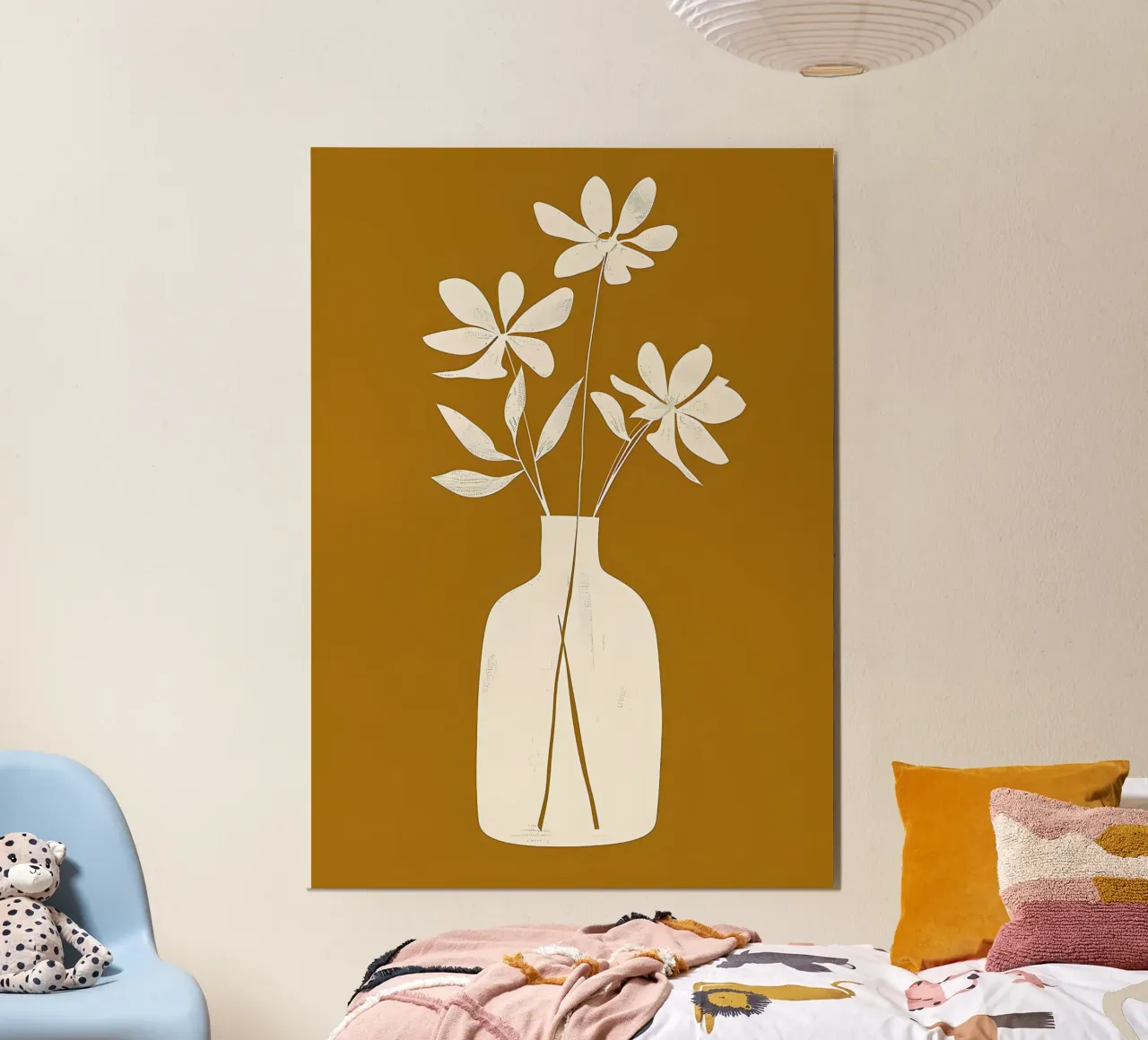 vaso fiori foglie steli botanico naturale poster con telaio in alluminio da Ashish Kashyap