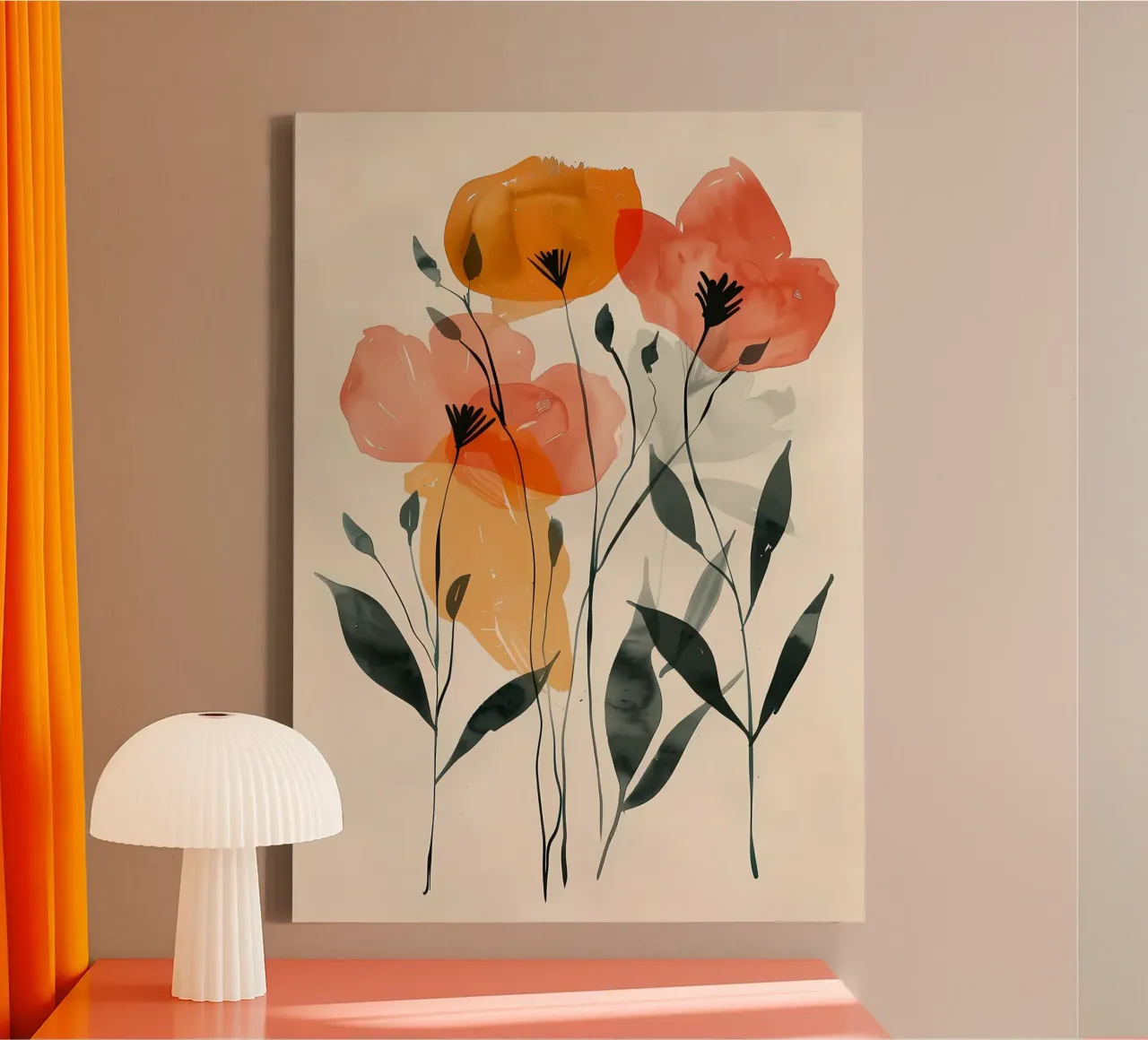 bloemen bloemblaadjes bladeren stengels botanisch natuur canvas met Baklijst van Ashish Kashyap