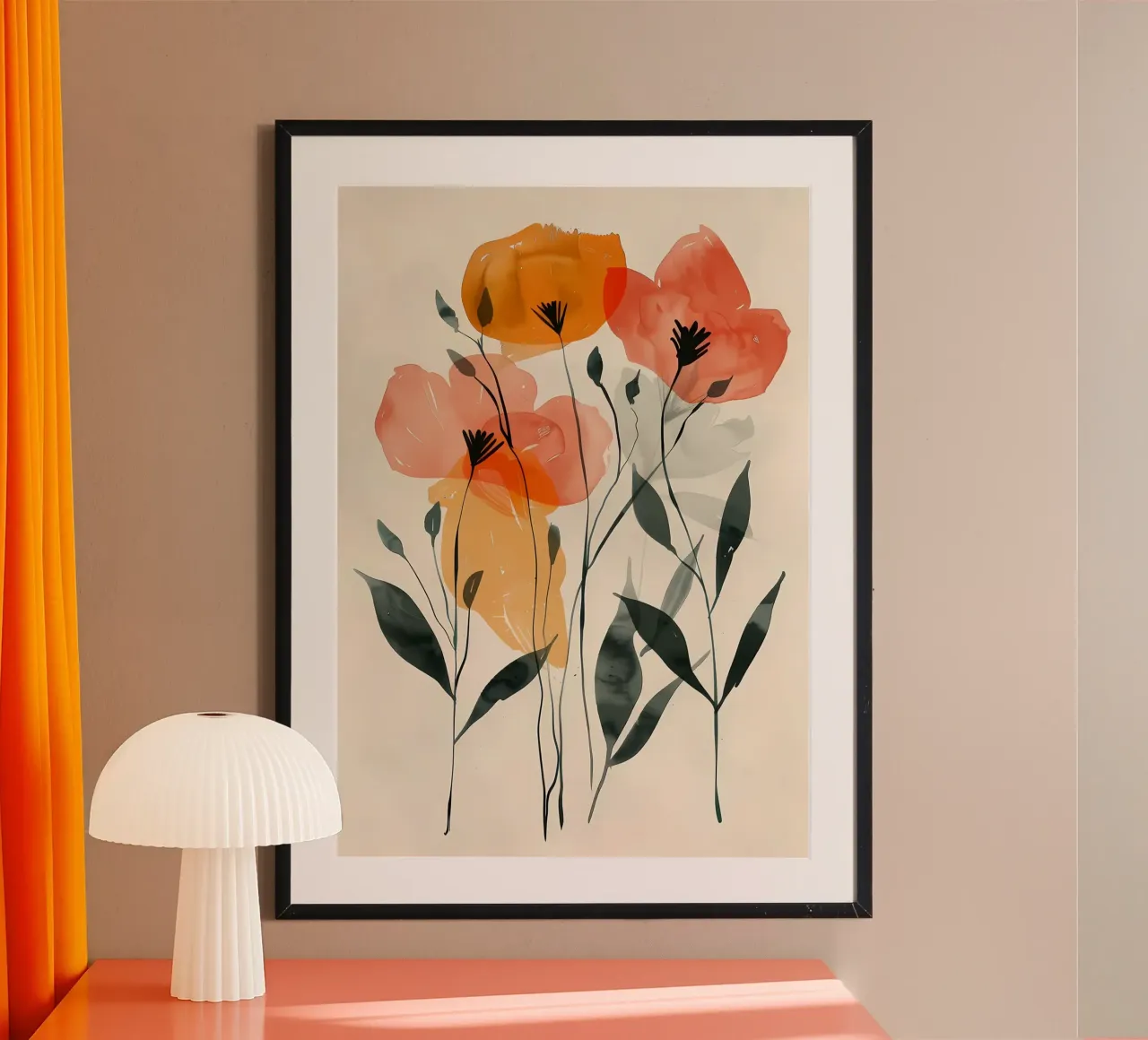 fiori petali floreali foglie steli natura botanica poster con telaio in alluminio da Ashish Kashyap