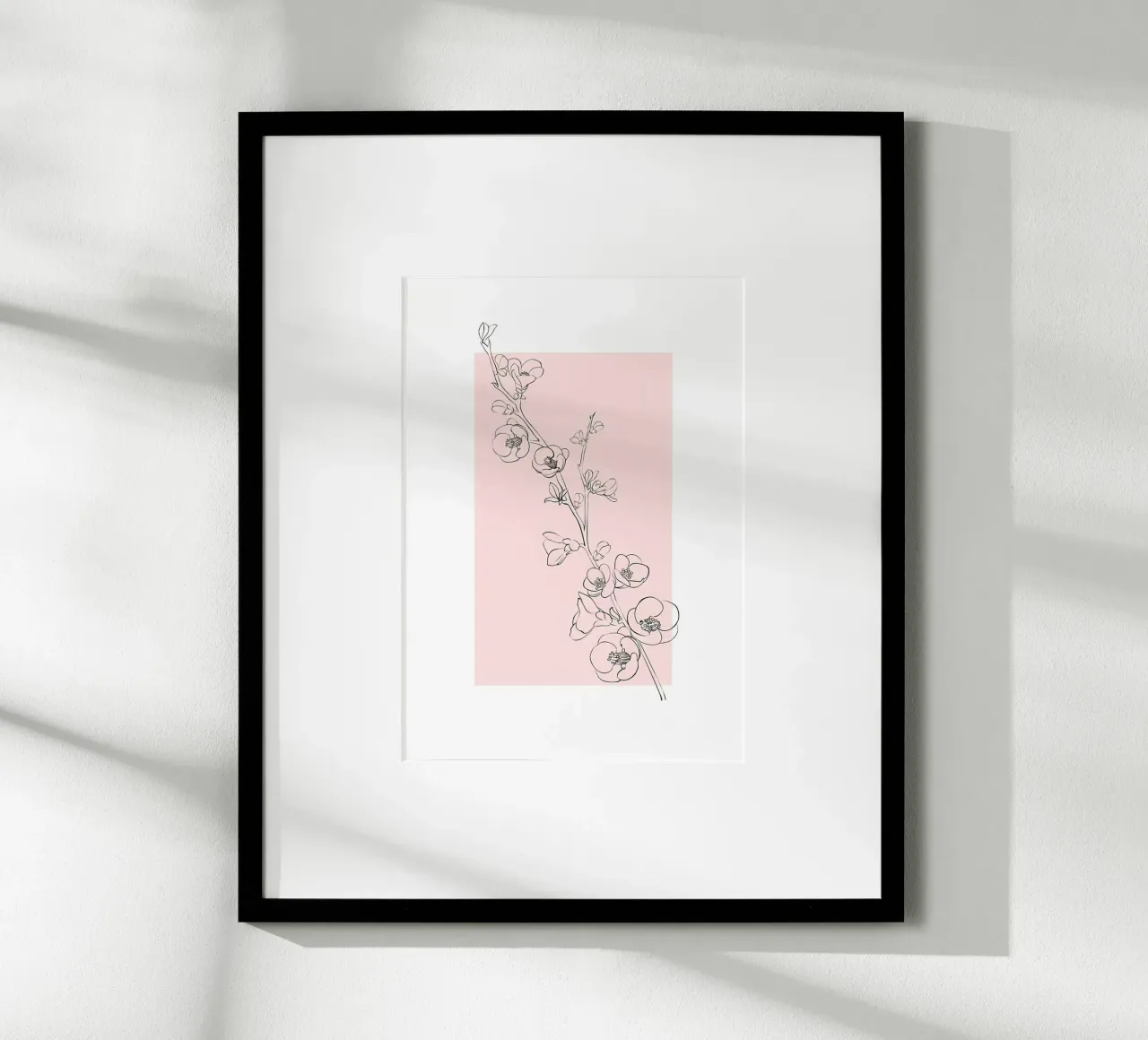 fiori sbocciati ramo disegno in linea disposizione floreale poster con telaio in alluminio da Ashish Kashyap