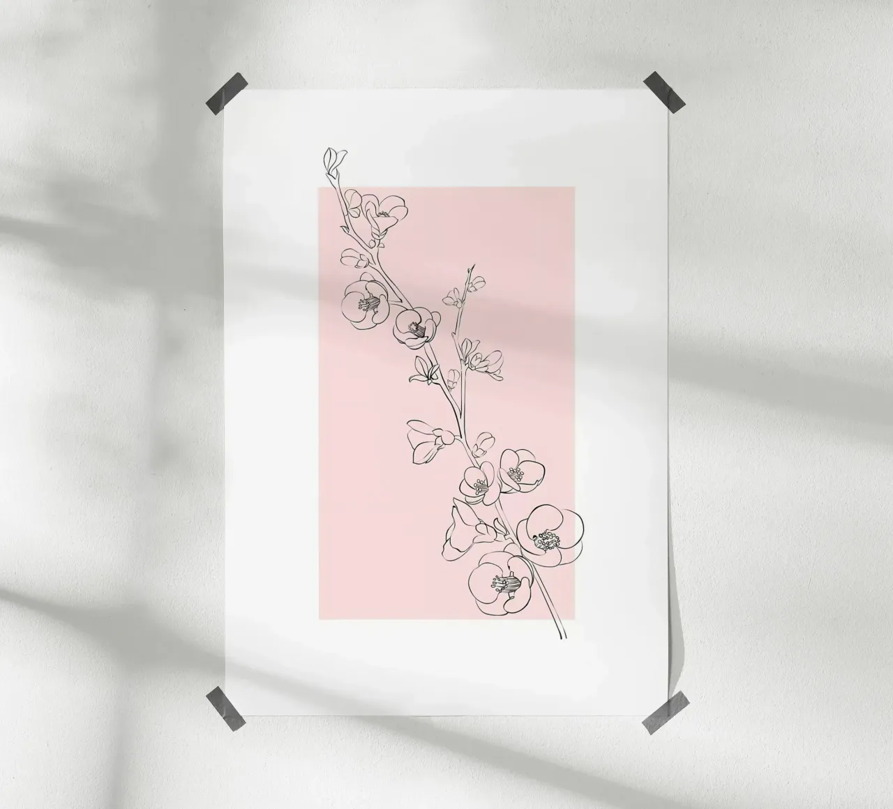 fiori sbocciati ramo disegno in linea disposizione floreale poster con telaio in alluminio da Ashish Kashyap