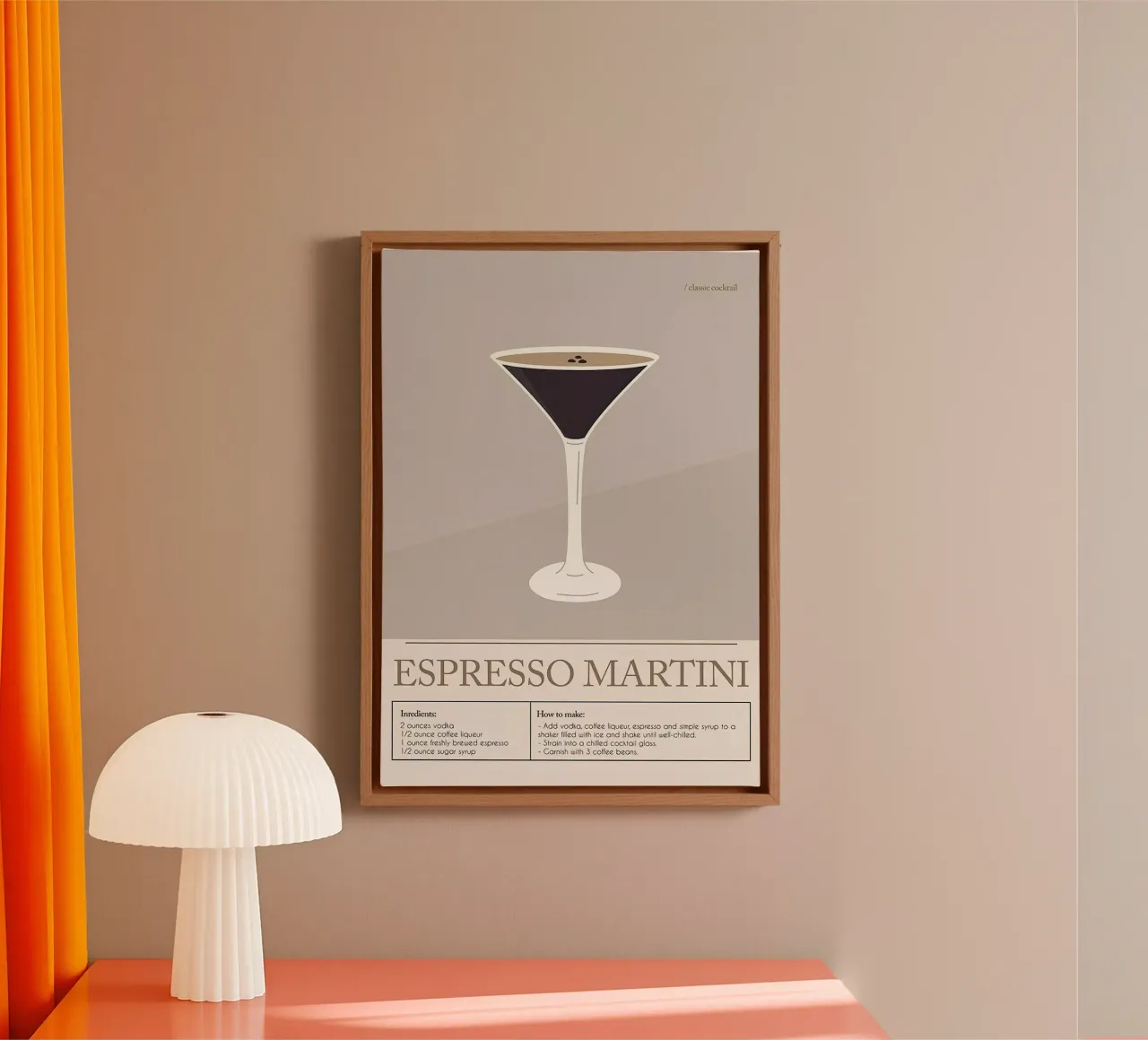 Espresso Martini Cocktail canvas met Baklijst van Mildred Store