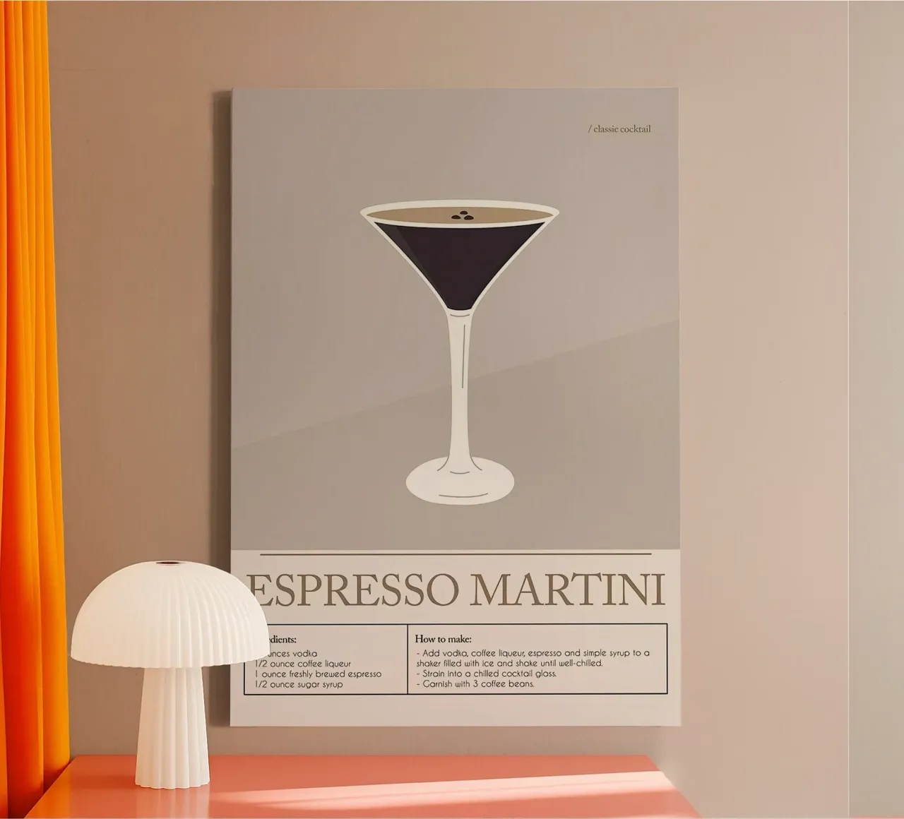 Espresso Martini Cocktail canvas met Baklijst van Mildred Store