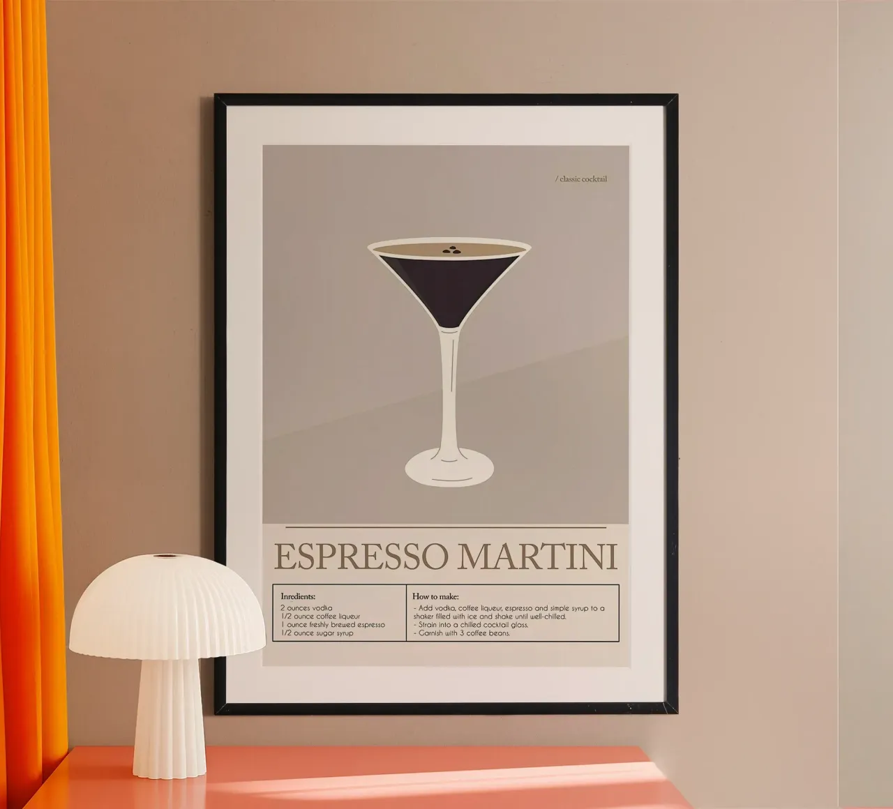 Espresso Martini Cocktail poster con telaio in plastica da Mildred Store