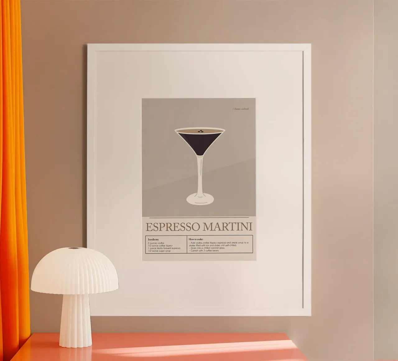 Espresso Martini Cocktail poster con telaio in plastica da Mildred Store