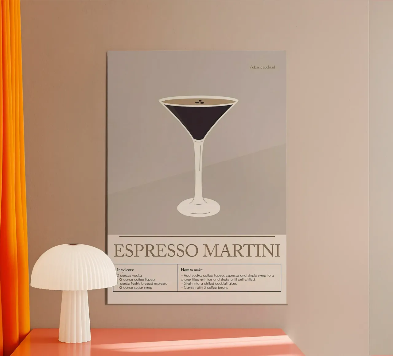 Espresso Martini Cocktail poster con telaio in plastica da Mildred Store