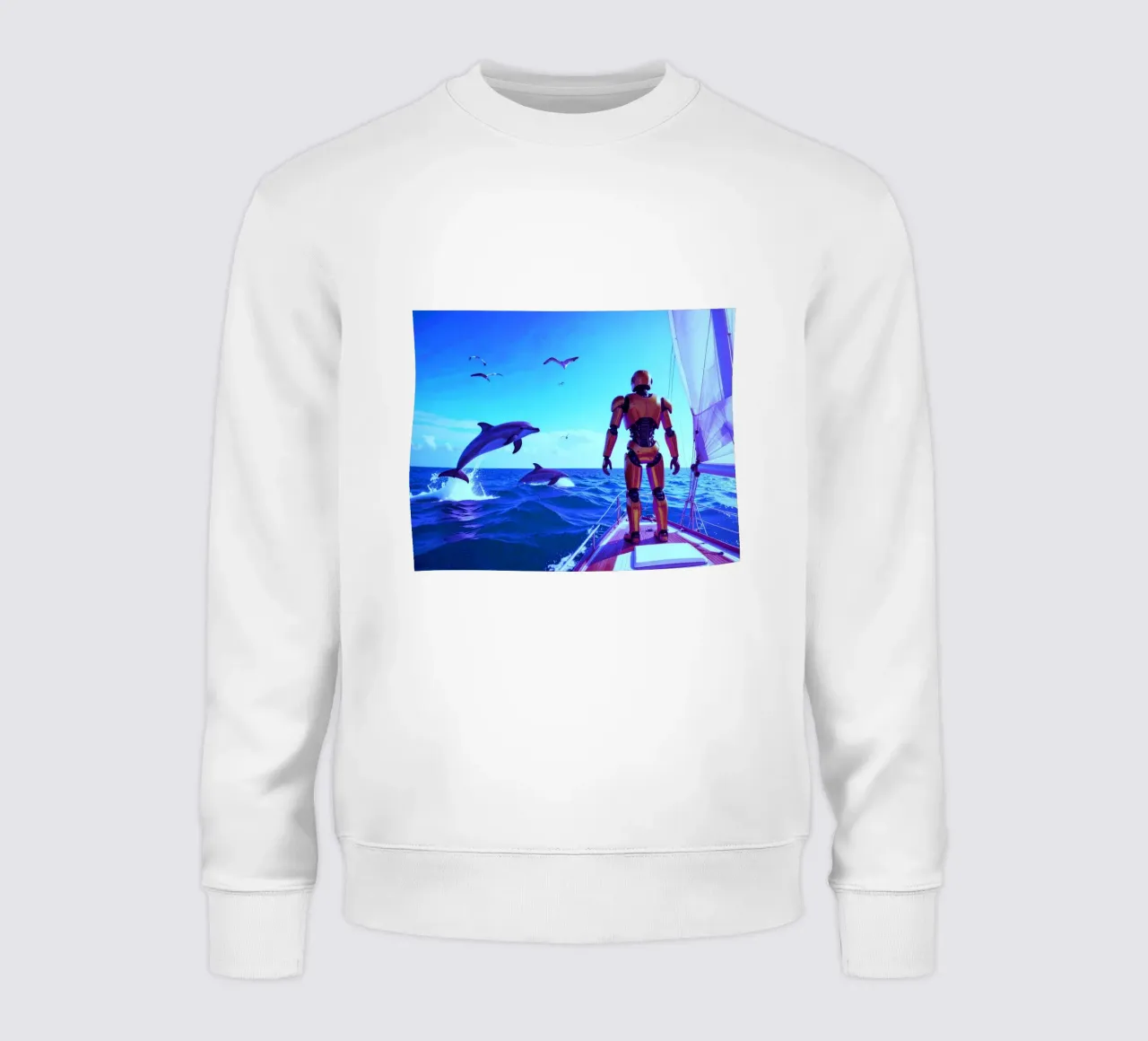 ROBOT SUR UN VOILIER. Eau bleue. Sweatshirt von Thierry vobmann photography