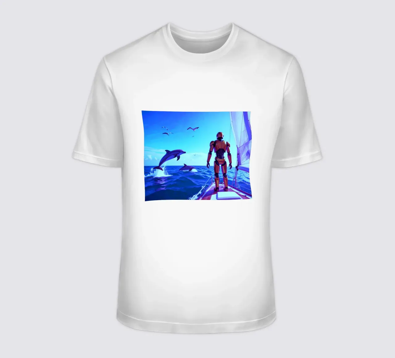 ROBOT SUR UN VOILIER. Eau bleue. t-shirt da Thierry vobmann photography