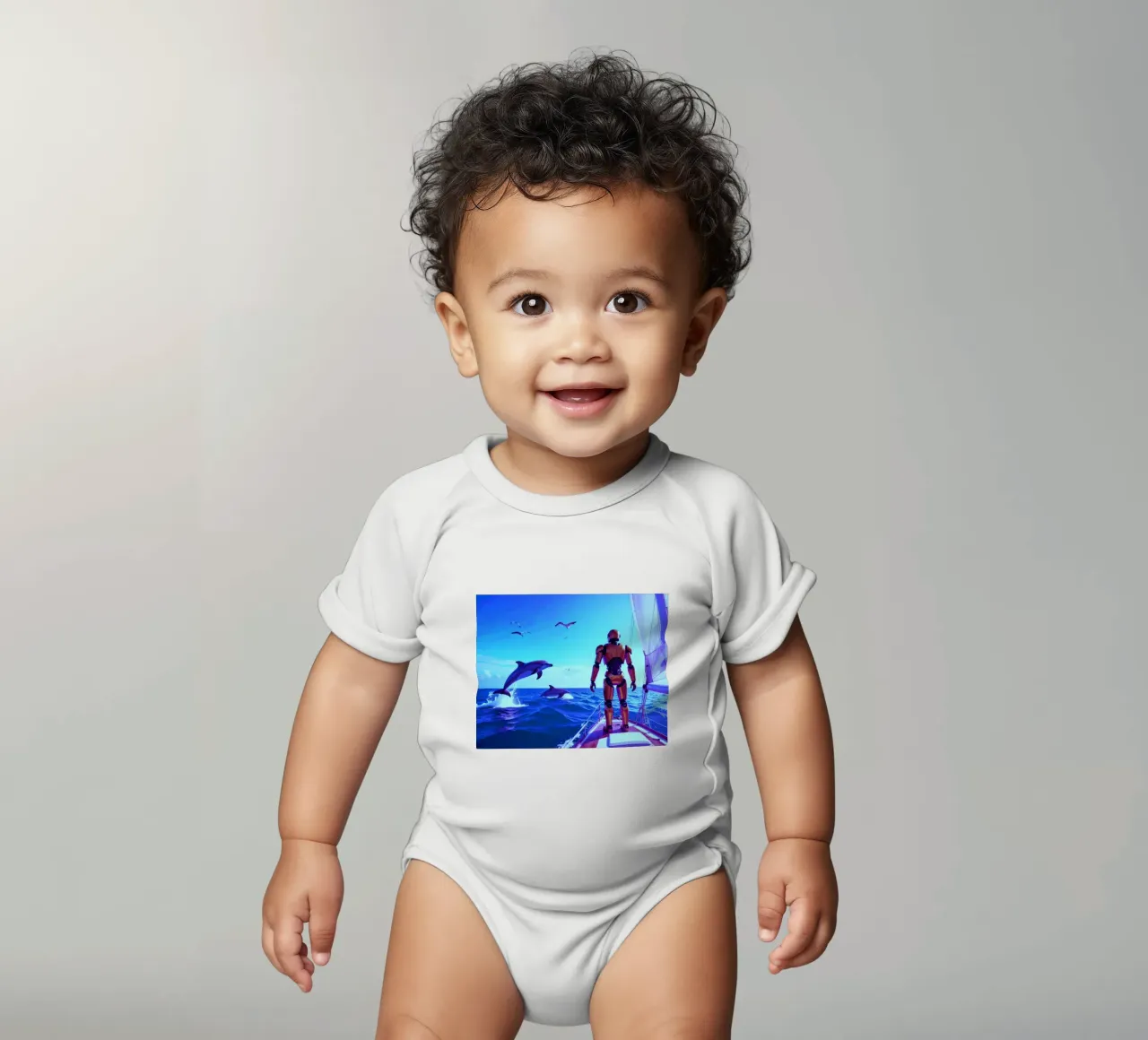 ROBOT SUR UN VOILIER. Eau bleue. body neonato maniche corte da Thierry vobmann photography