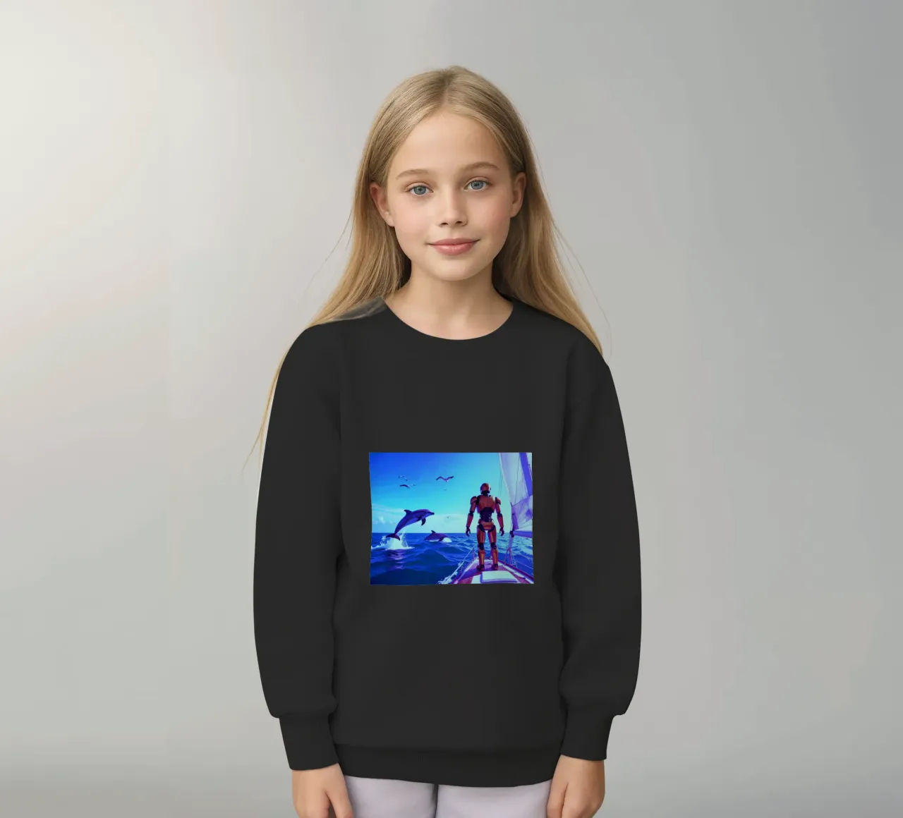 ROBOT SUR UN VOILIER. Eau bleue. felpa bambino da Thierry vobmann photography