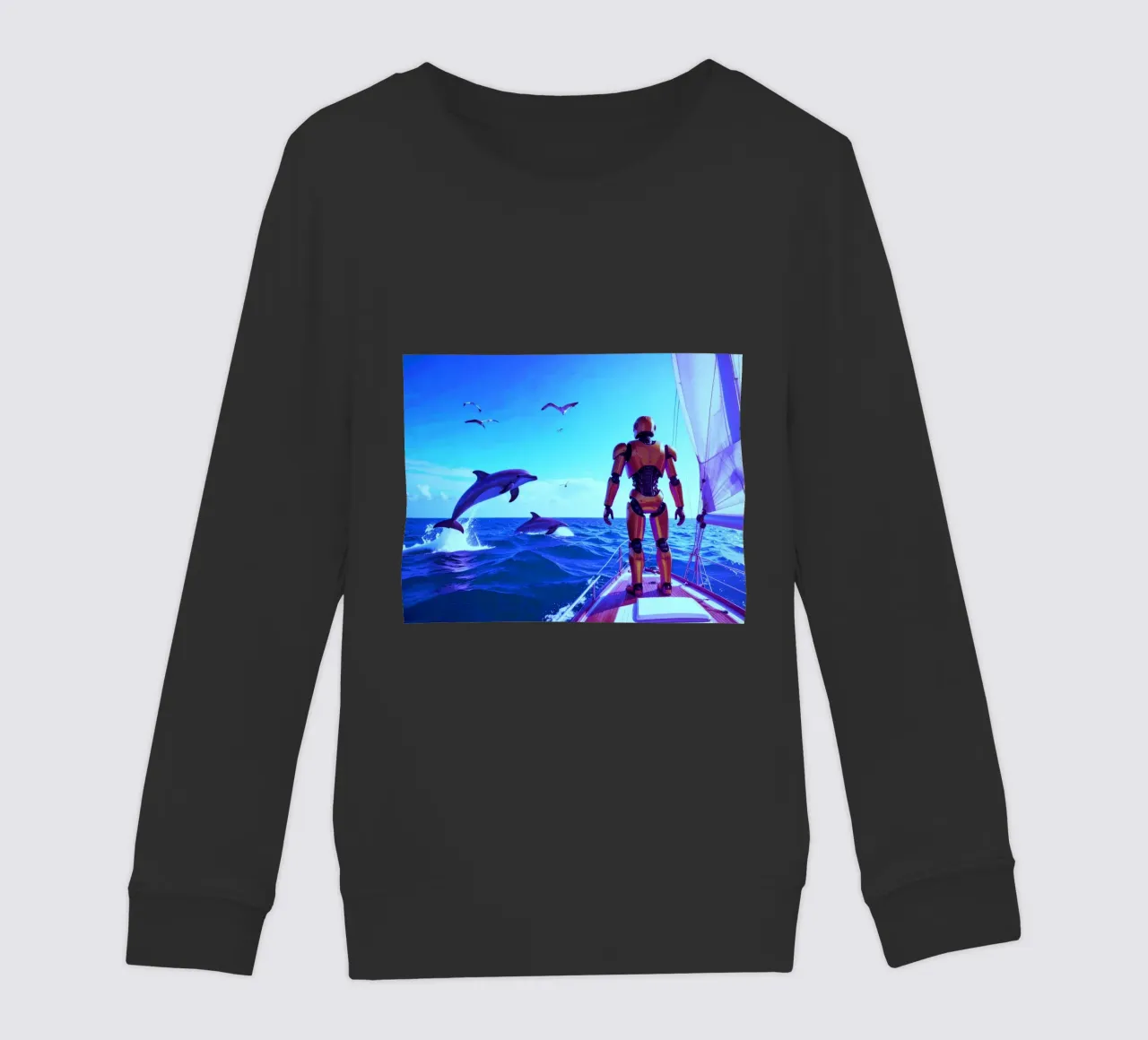 ROBOT SUR UN VOILIER. Eau bleue. felpa bambino da Thierry vobmann photography