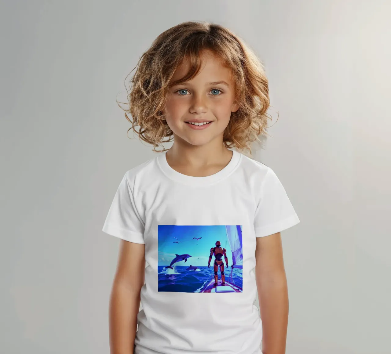 ROBOT SUR UN VOILIER. Eau bleue. t-shirt bambini da Thierry vobmann photography