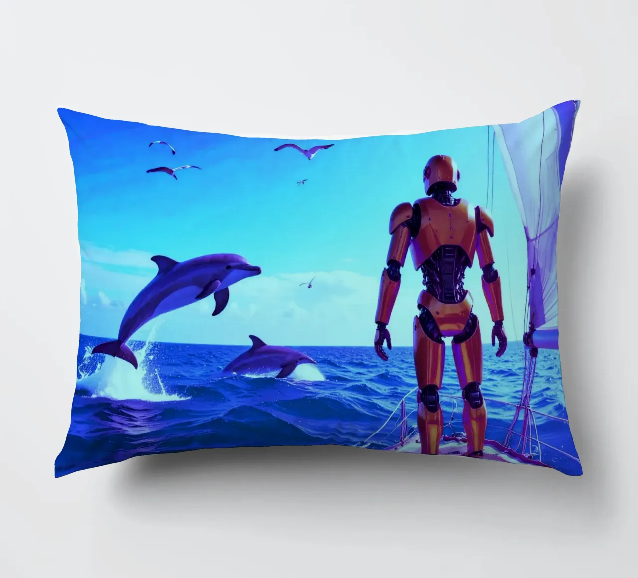 ROBOT SUR UN VOILIER. Eau bleue. Kissen von Thierry vobmann photography