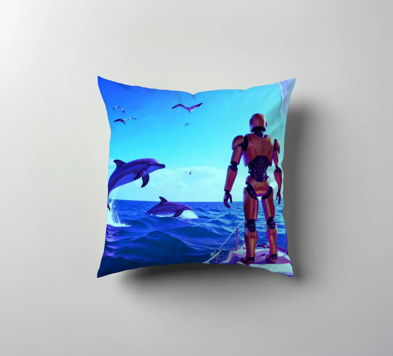 ROBOT SUR UN VOILIER. Eau bleue. Kissen von Thierry vobmann photography