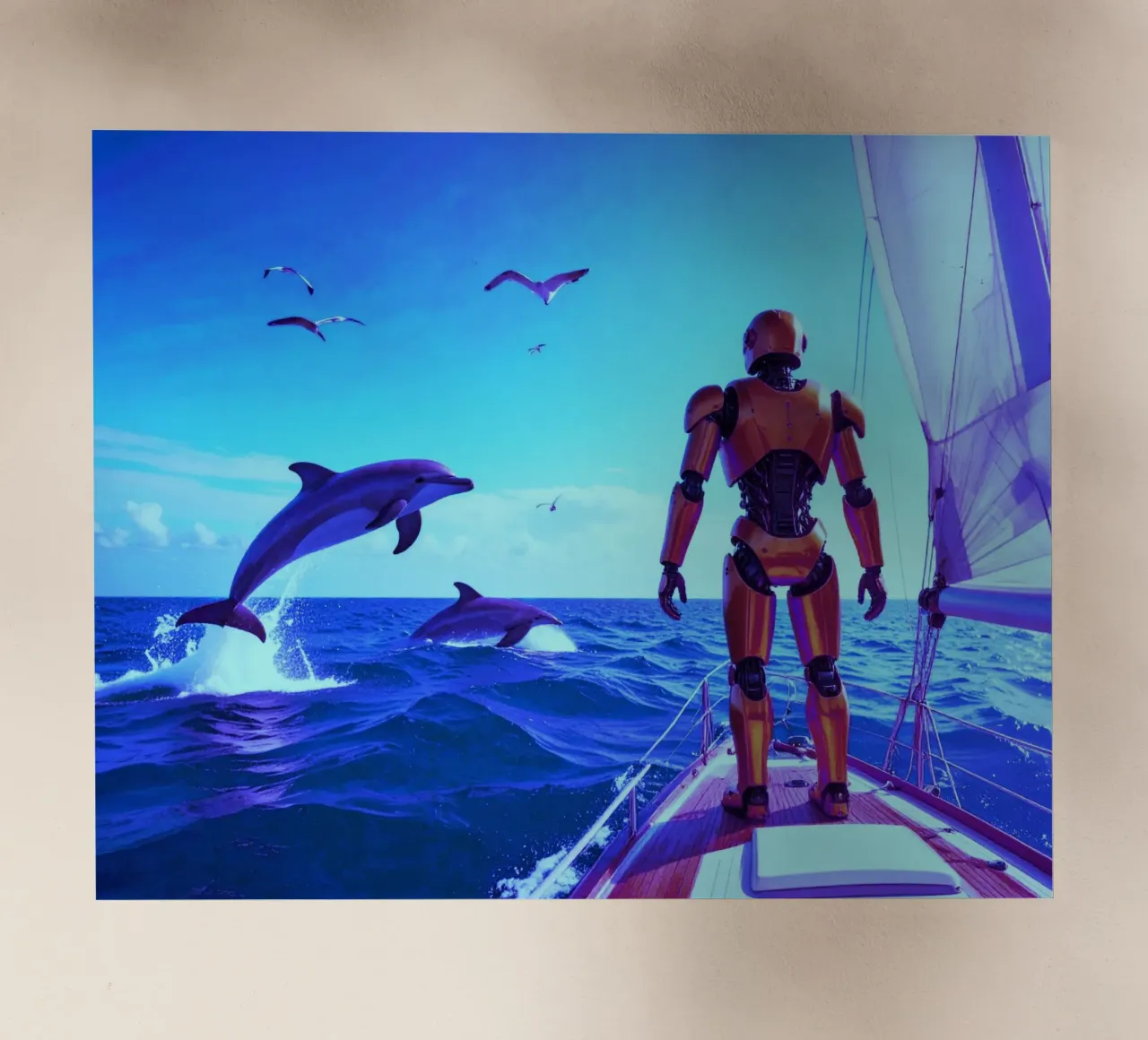 ROBOT SUR UN VOILIER. Eau bleue. pellicola backlit da Thierry vobmann photography