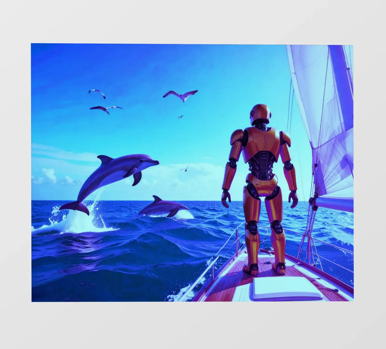 ROBOT SUR UN VOILIER. Eau bleue. pellicola backlit da Thierry vobmann photography