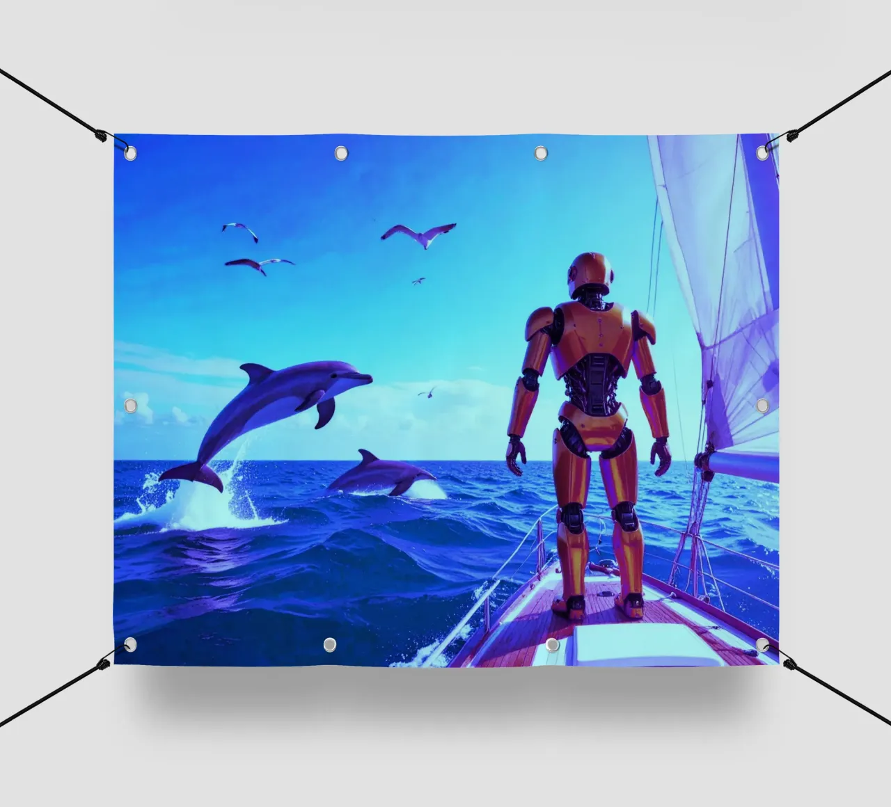 ROBOT SUR UN VOILIER. Eau bleue. telo in pvc da Thierry vobmann photography