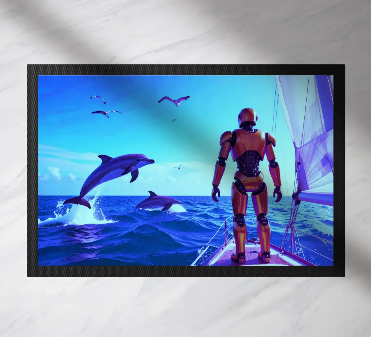 ROBOT SUR UN VOILIER. Eau bleue. zerbino da Thierry vobmann photography