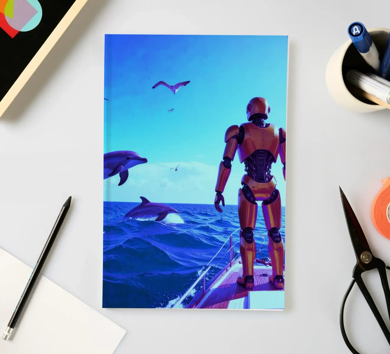 ROBOT SUR UN VOILIER. Eau bleue. notebook by Thierry vobmann photography