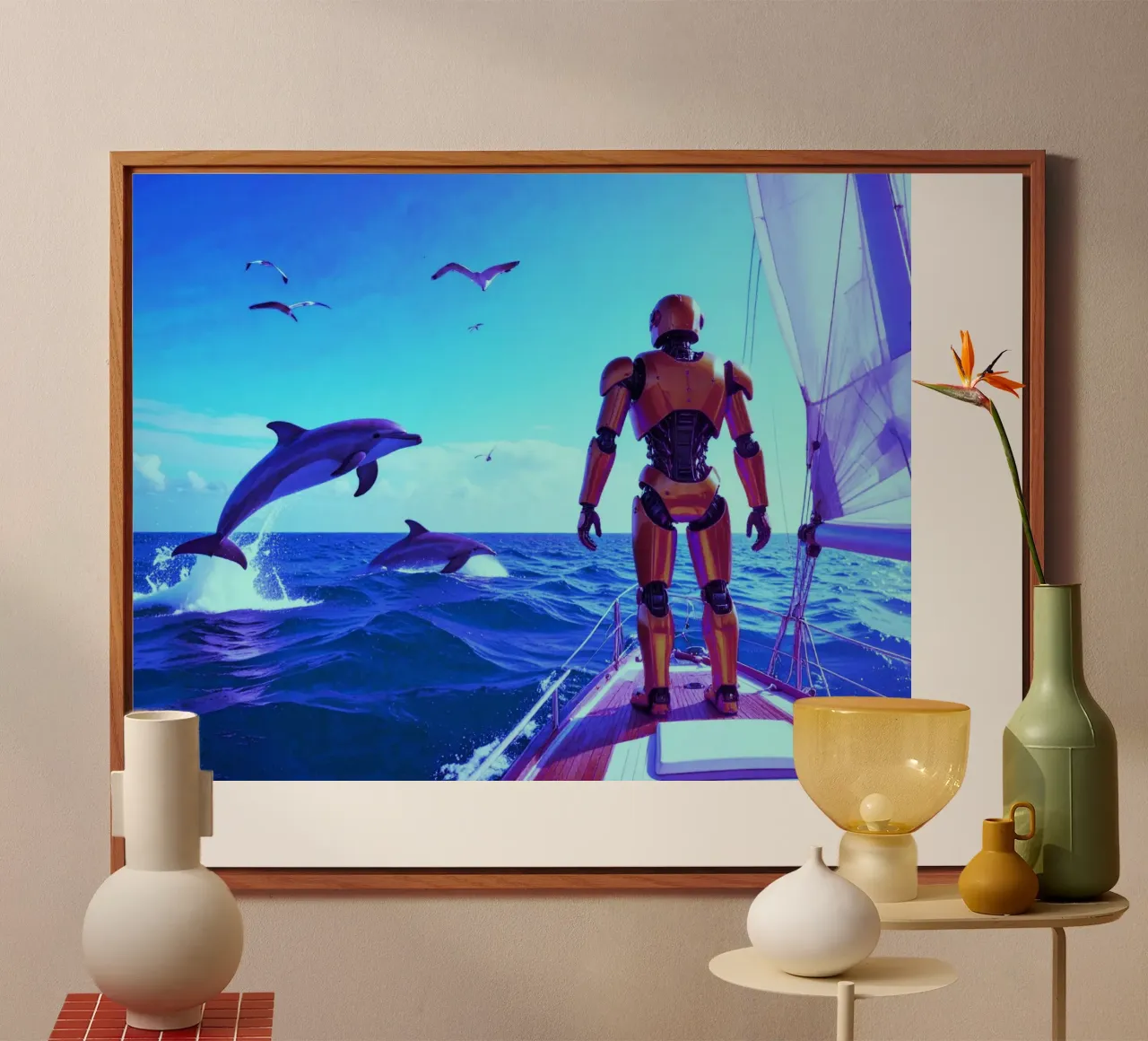 ROBOT SUR UN VOILIER. Eau bleue. alluminio dibond da Thierry vobmann photography