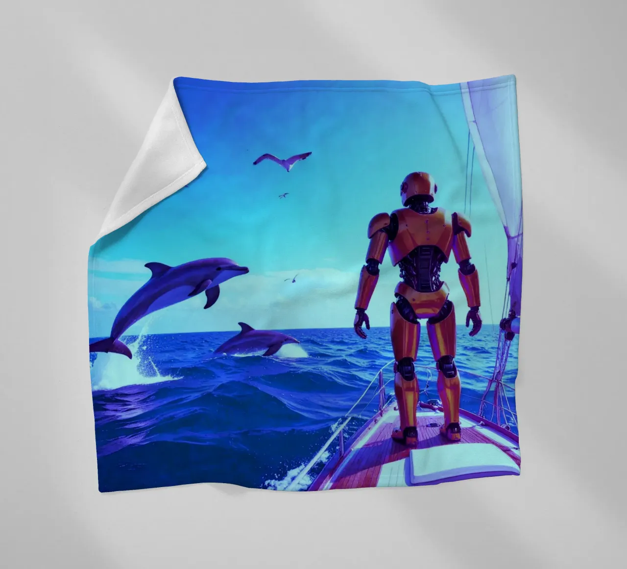 ROBOT SUR UN VOILIER. Eau bleue. coperta in pile da Thierry vobmann photography