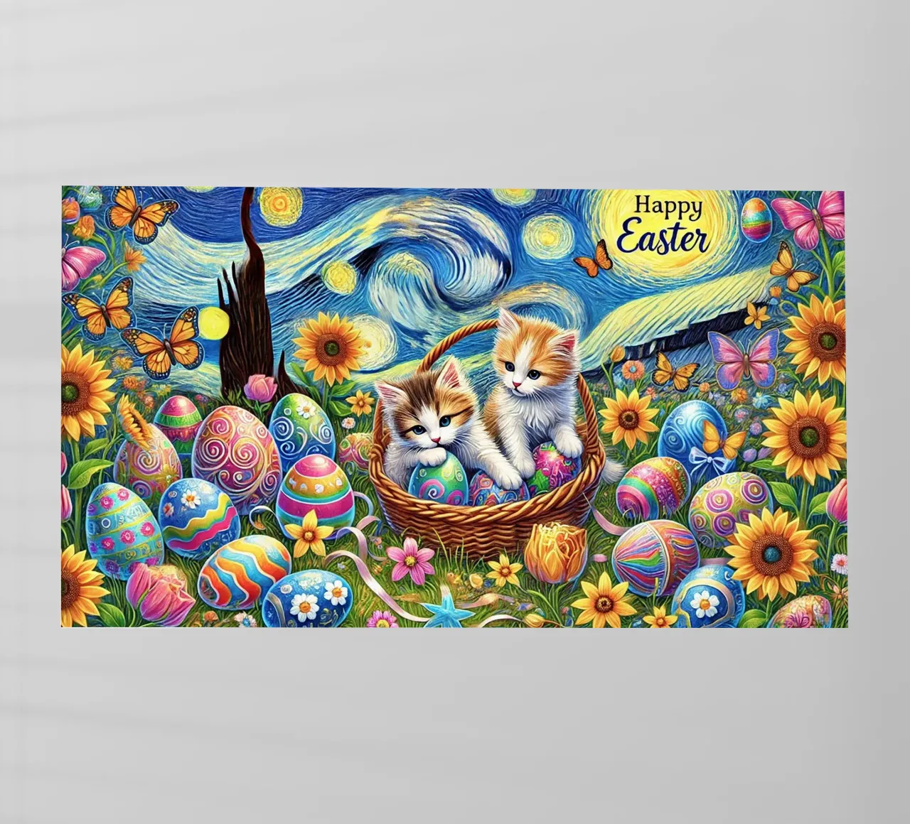 Happy Easter Kitty Cat Edition pellicola backlit da Vintage Van Gogh