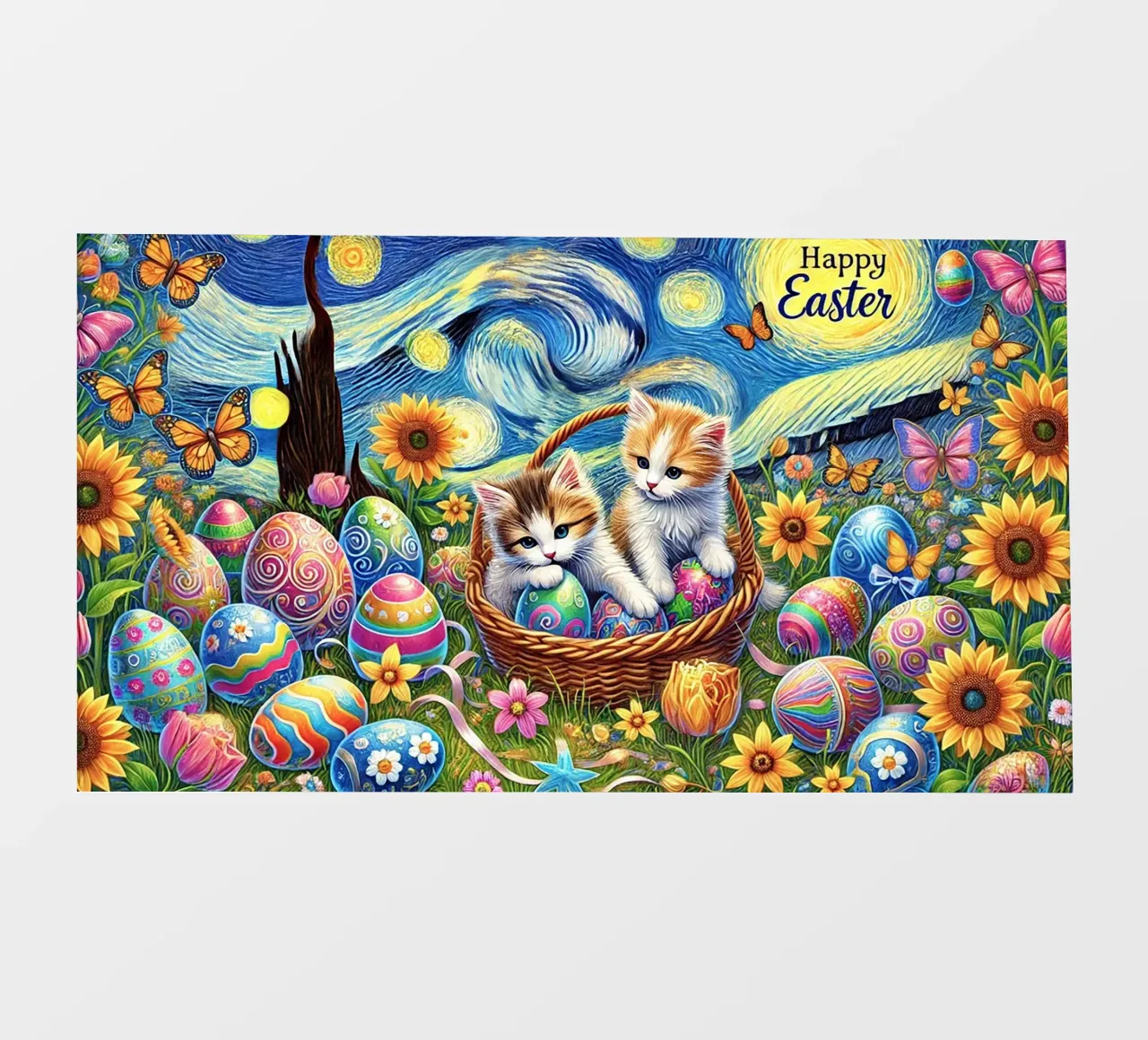 Happy Easter Kitty Cat Edition pellicola backlit da Vintage Van Gogh