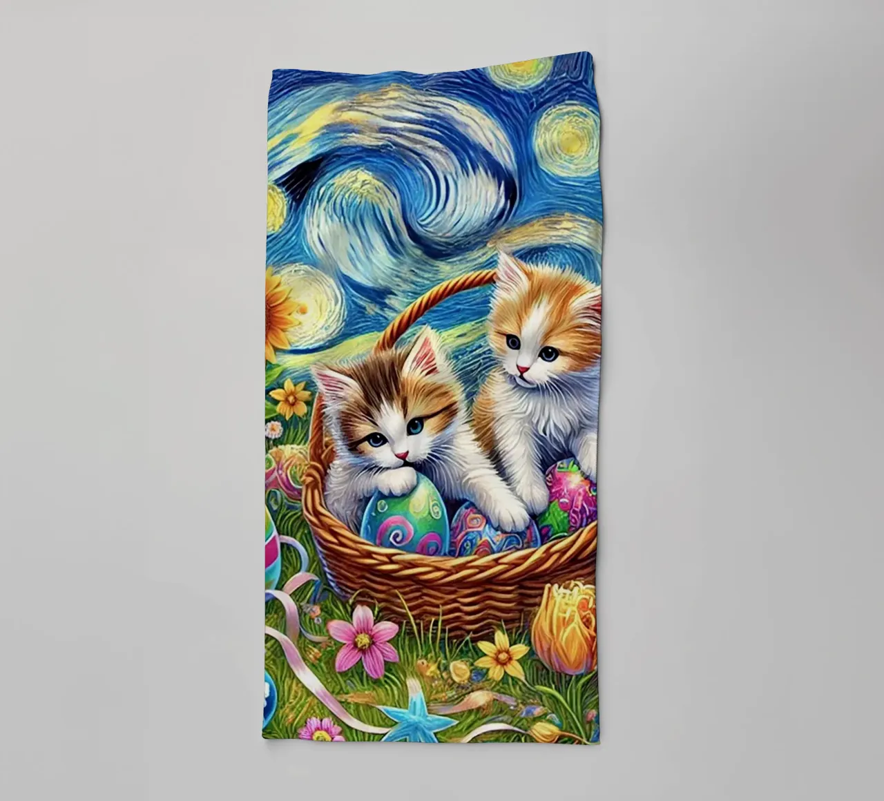 Happy Easter Kitty Cat Edition Handtuch von Vintage Van Gogh