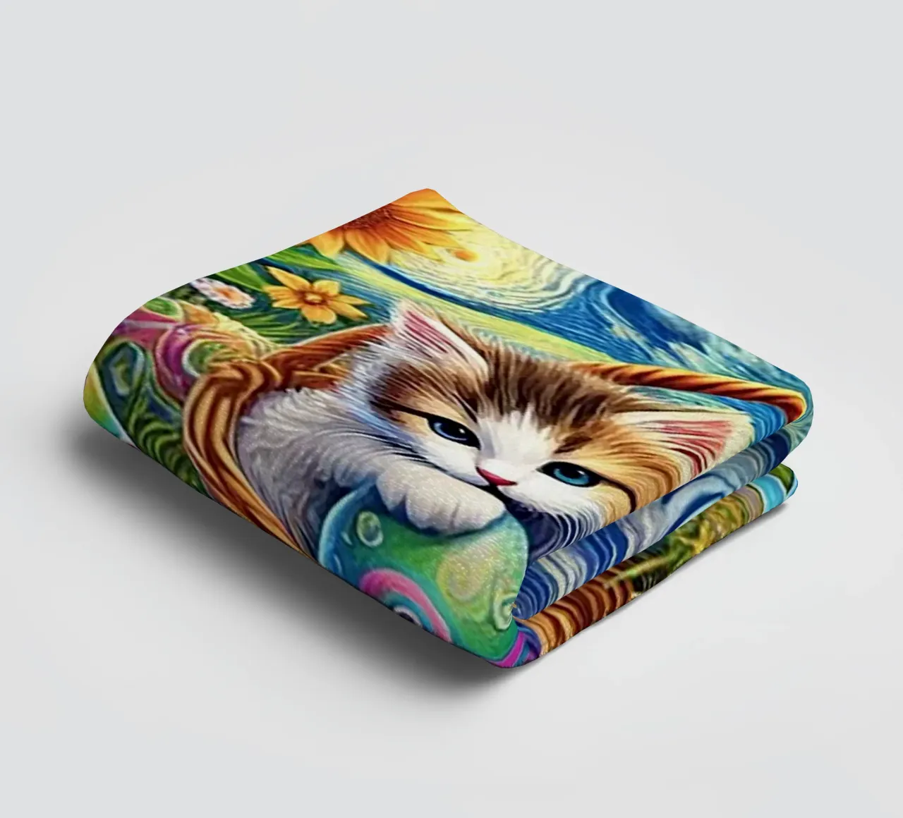 Happy Easter Kitty Cat Edition Handtuch von Vintage Van Gogh