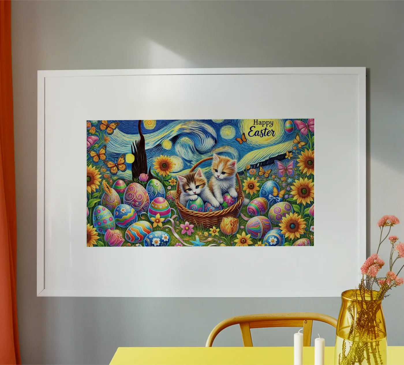 Happy Easter Kitty Cat Edition poster da Vintage Van Gogh