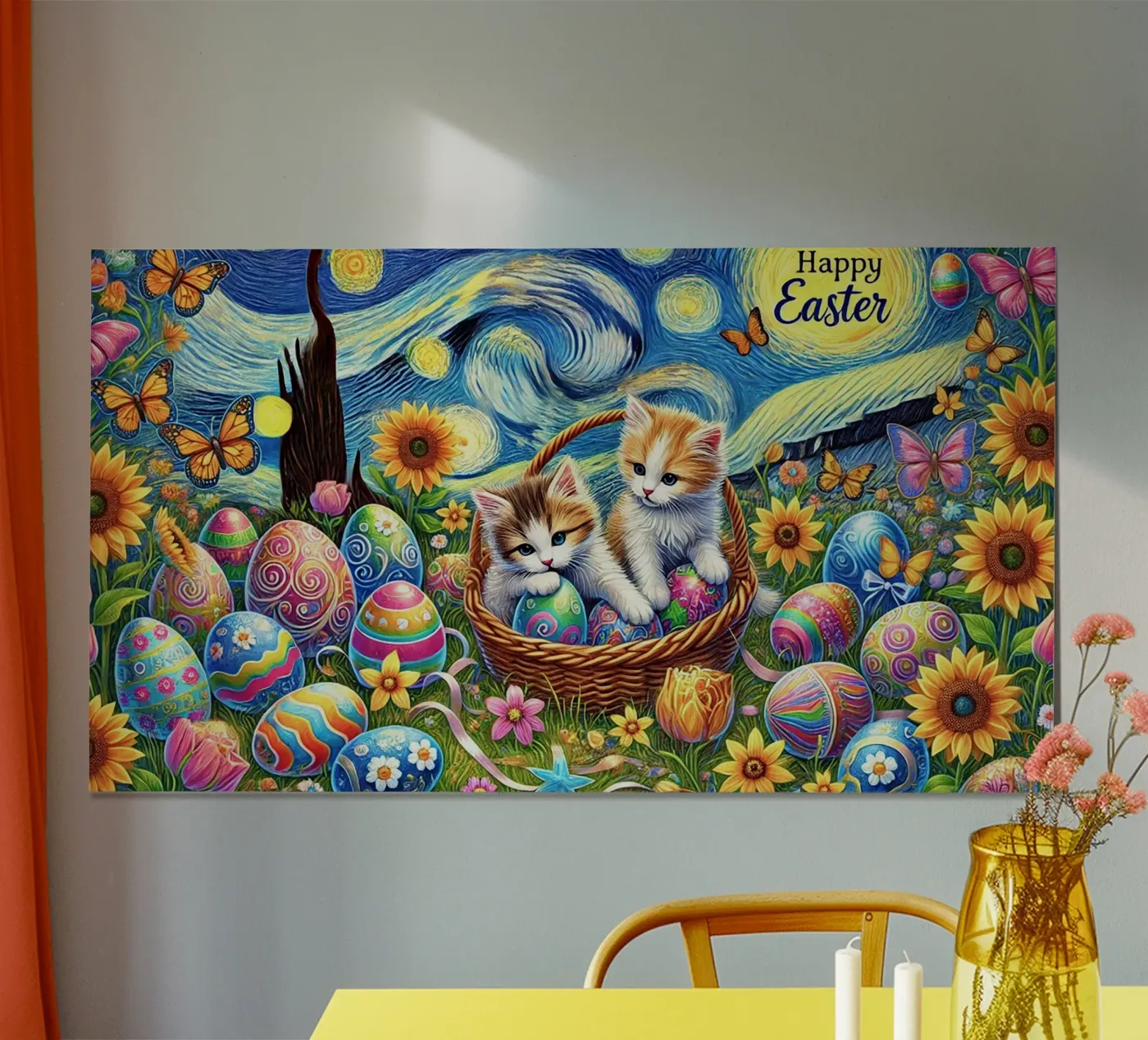 Happy Easter Kitty Cat Edition poster da Vintage Van Gogh