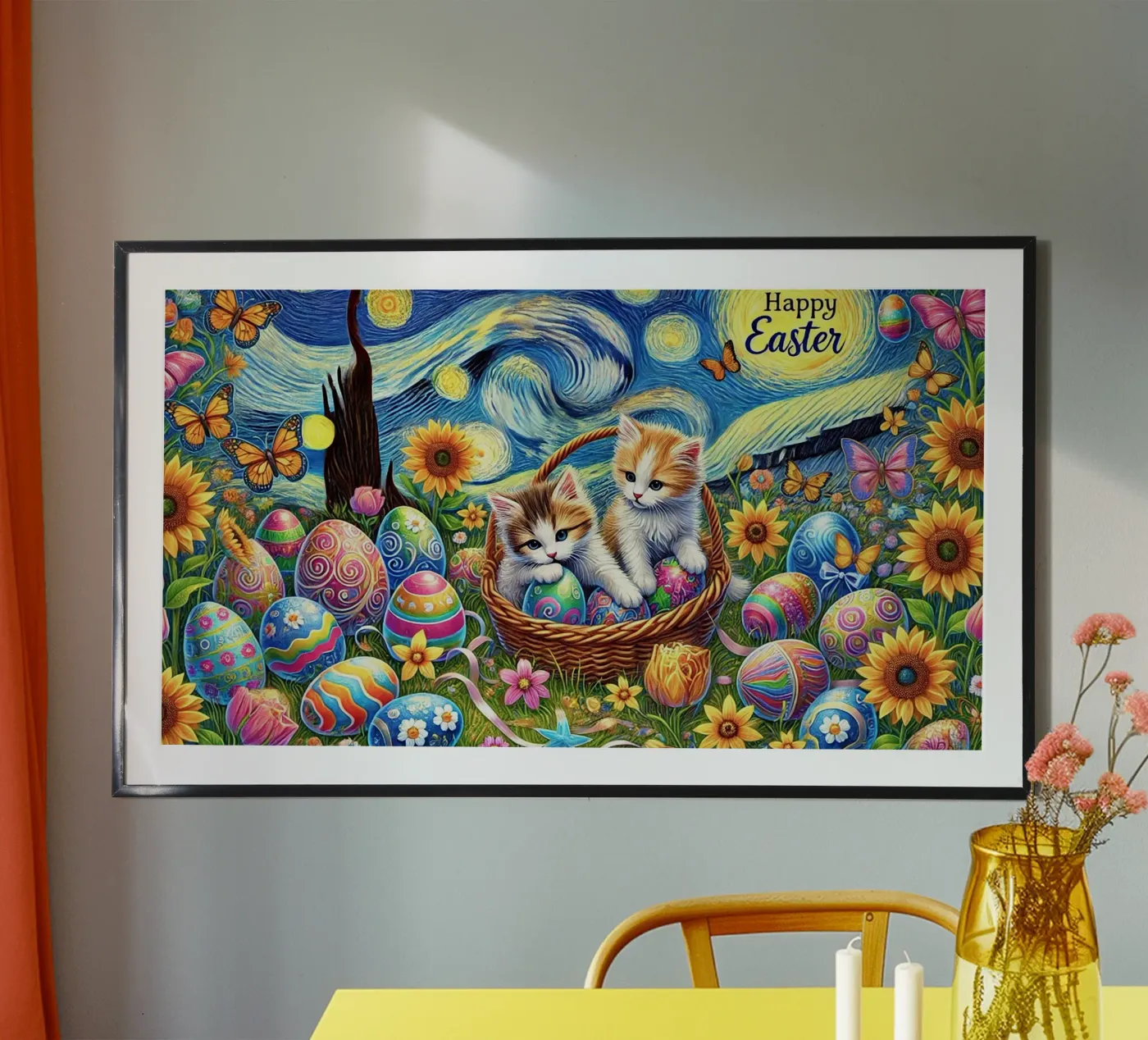 Happy Easter Kitty Cat Edition poster da Vintage Van Gogh