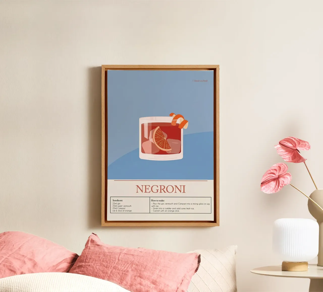 Negroni Cocktail tela con Cornice a cassetta da Mildred Store