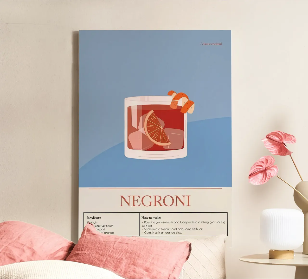 Negroni Cocktail tela con Cornice a cassetta da Mildred Store