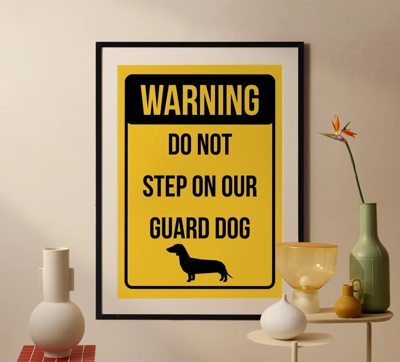 Don't step on our guard dog poster con telaio in alluminio da ramosashop