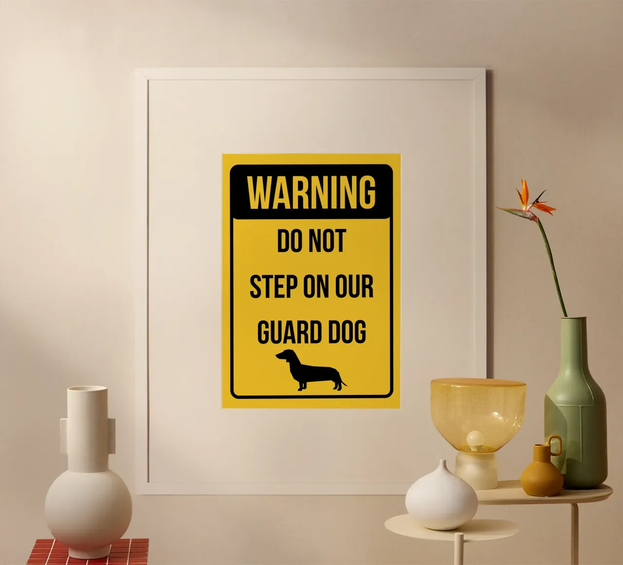 Don't step on our guard dog poster con telaio in alluminio da ramosashop