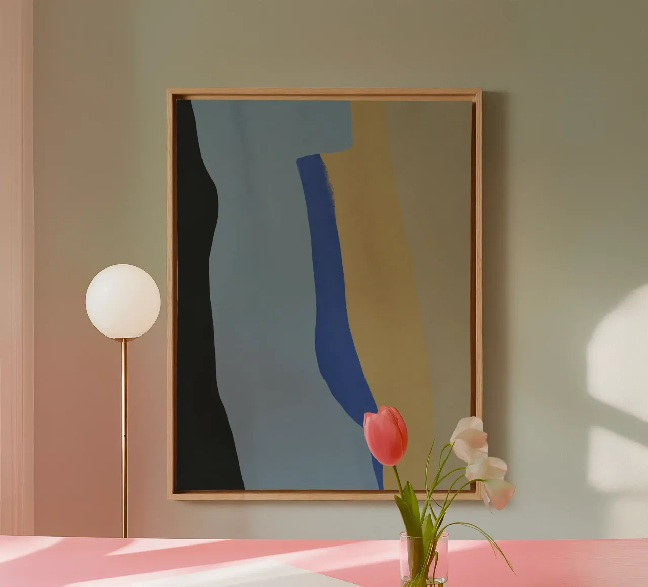 Cut out composition 05 Leinwand mit Schattenfugenrahmen von Little Dean