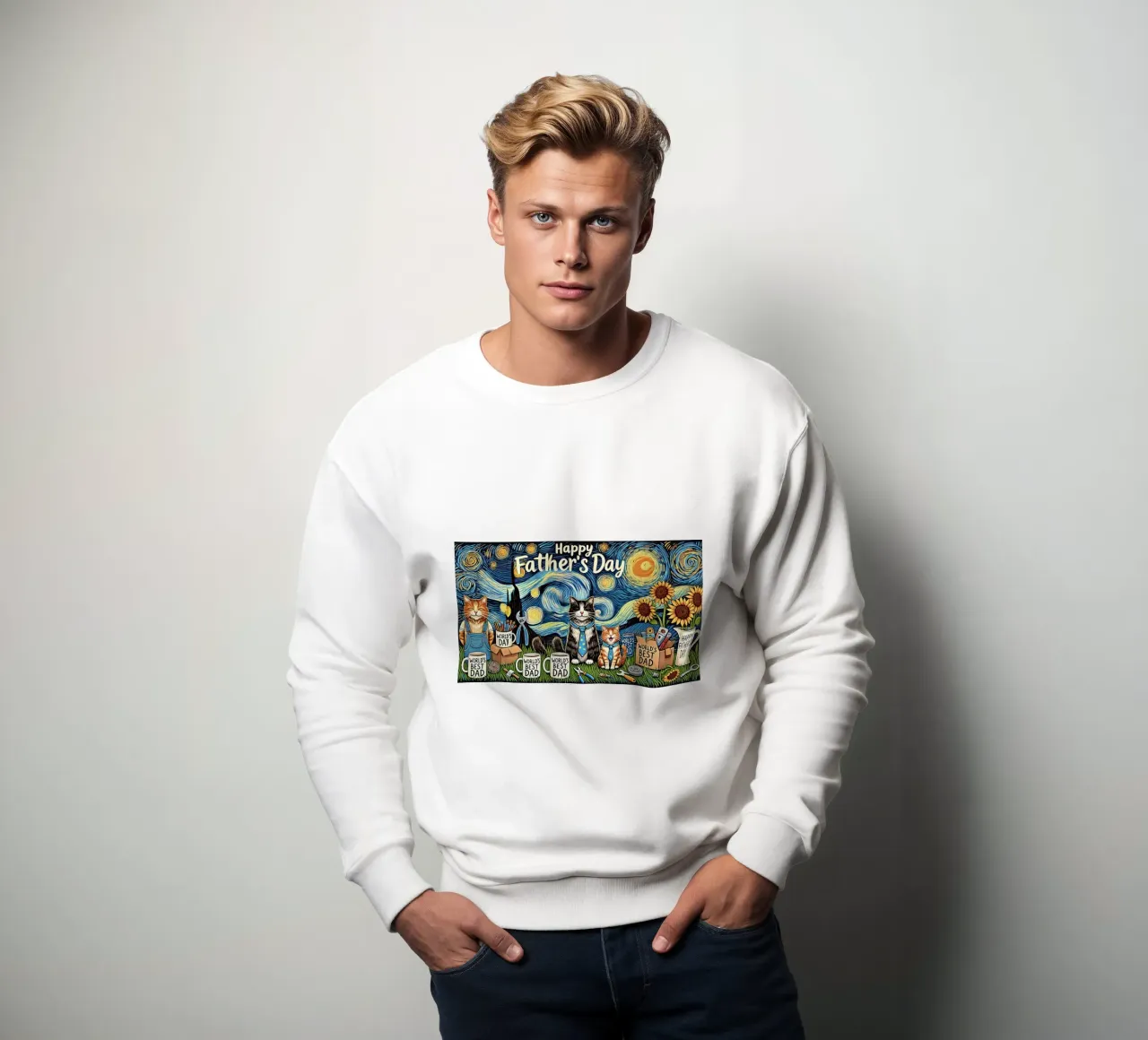 Happy Father´s Day Kitty Cat Edition felpa da Vintage Van Gogh