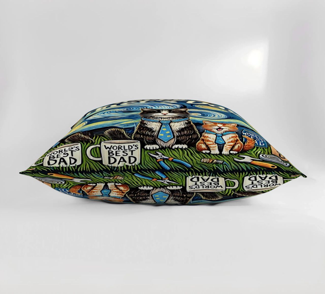 Happy Father´s Day Kitty Cat Edition coussin de Vintage Van Gogh