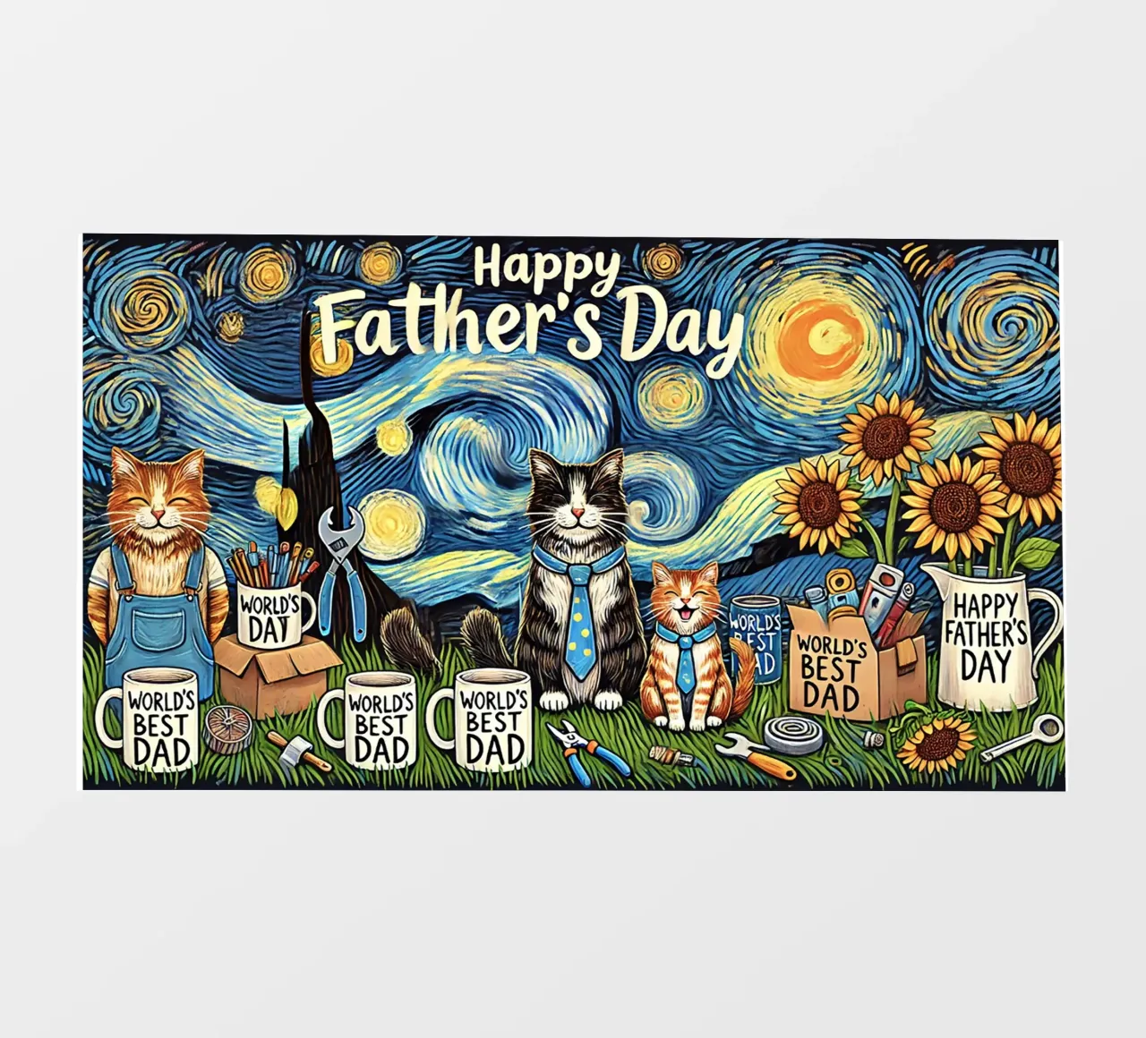 Happy Father´s Day Kitty Cat Edition pellicola backlit da Vintage Van Gogh