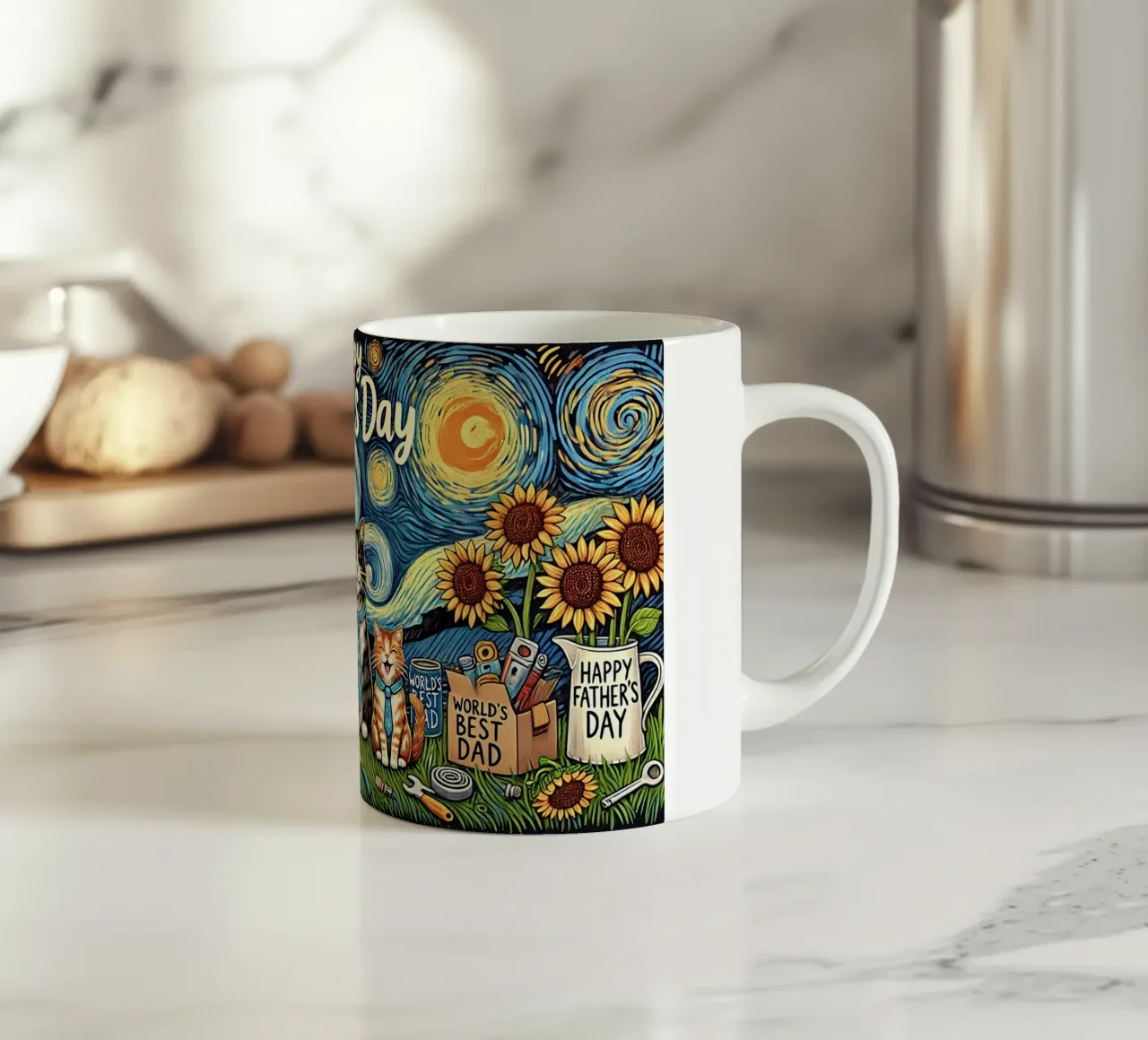 Happy Father´s Day Kitty Cat Edition tazza in ceramica da Vintage Van Gogh