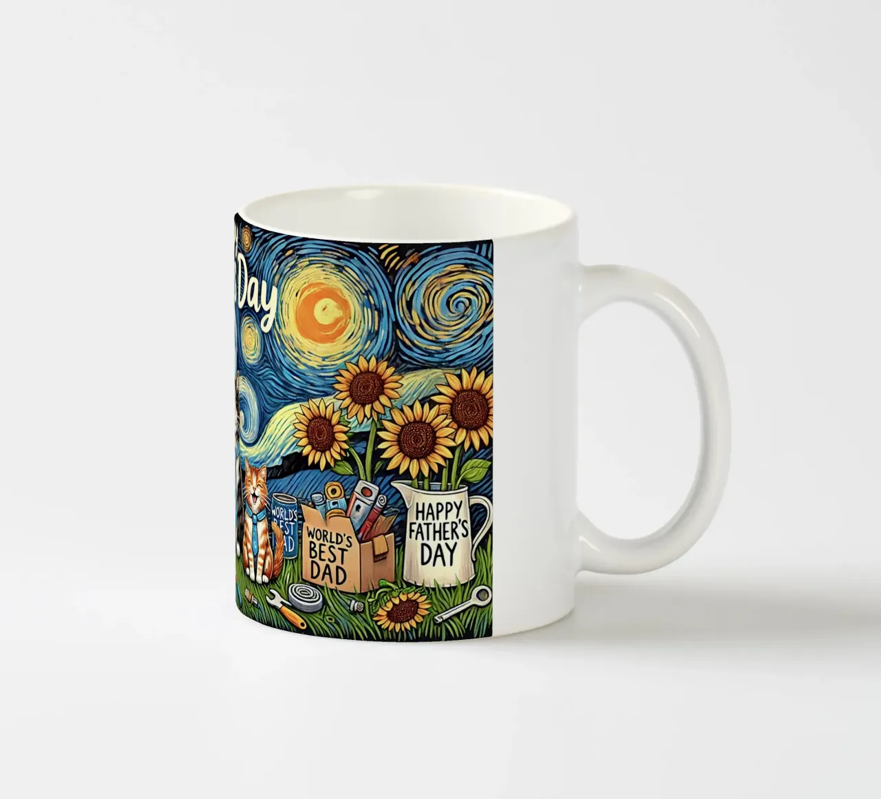 Happy Father´s Day Kitty Cat Edition tazza in ceramica da Vintage Van Gogh