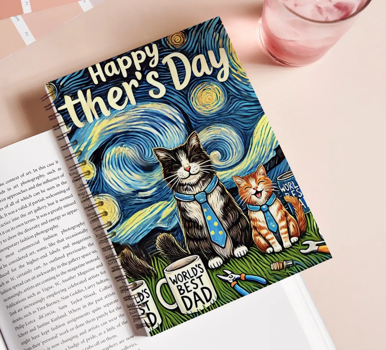 Happy Father´s Day Kitty Cat Edition diario ad anelli da Vintage Van Gogh