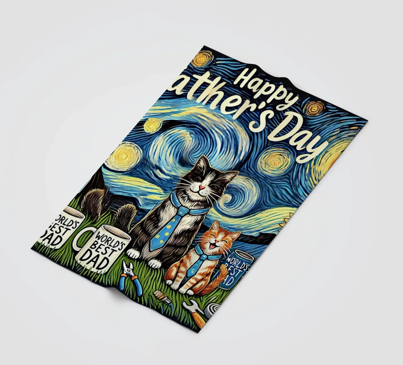 Happy Father´s Day Kitty Cat Edition coperta in pile da Vintage Van Gogh