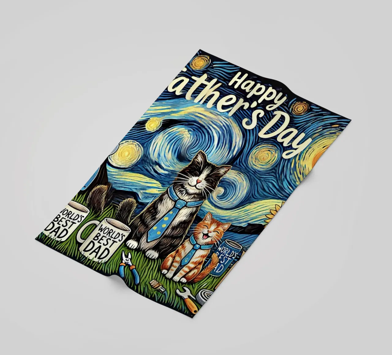 Happy Father´s Day Kitty Cat Edition telo mare da Vintage Van Gogh